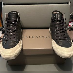 EUC Men’s ALLSAINTS Dumont Black Leather High Top Sneakers Size U.S. 10/ EU 43